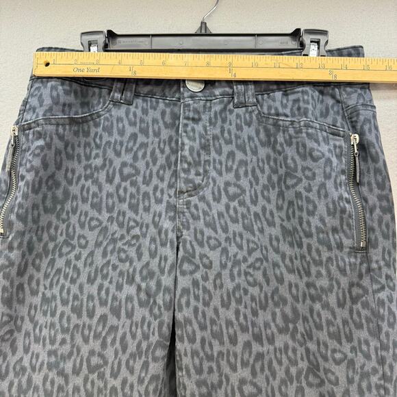 Democracy Jeans Women's 8 Black Grey Leopard Moto Skinny Cheetah Slim Preppy - Picture 10 of 14